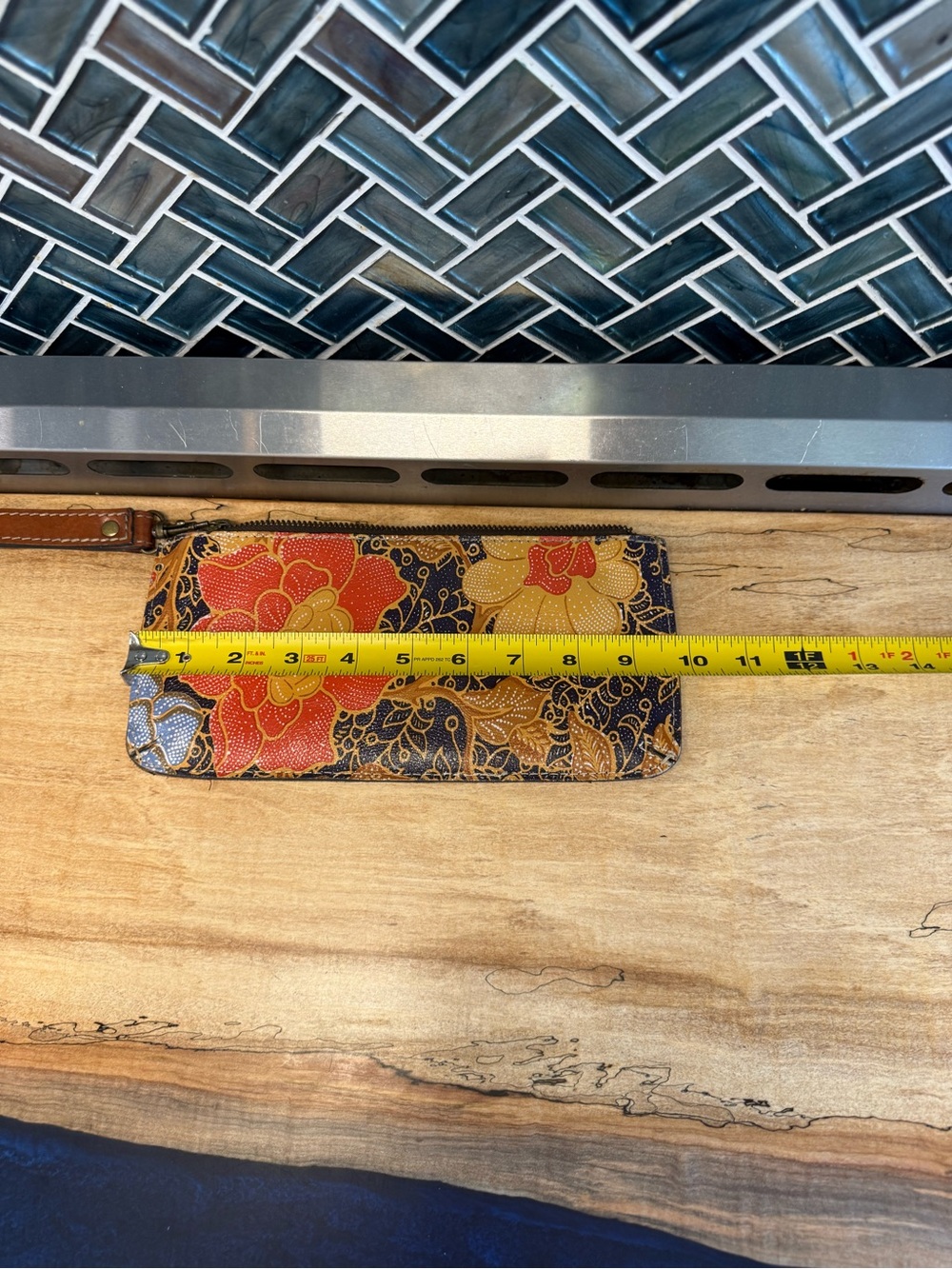 Patricia Nash Red and Yellow Floral Leather Wristlet